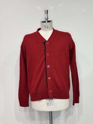 MENS レッド ニット・カーディガン