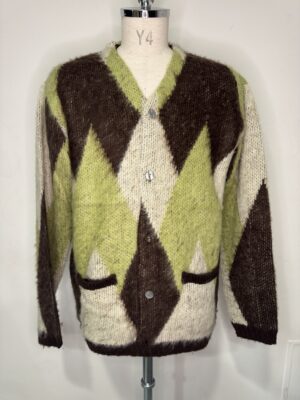 MENS ライトグリーン、ブラウン ニット・カーディガン