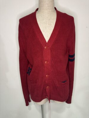 MENS レッド ニット・カーディガン
