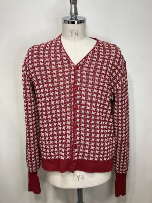 MENS レッド ニット・カーディガン